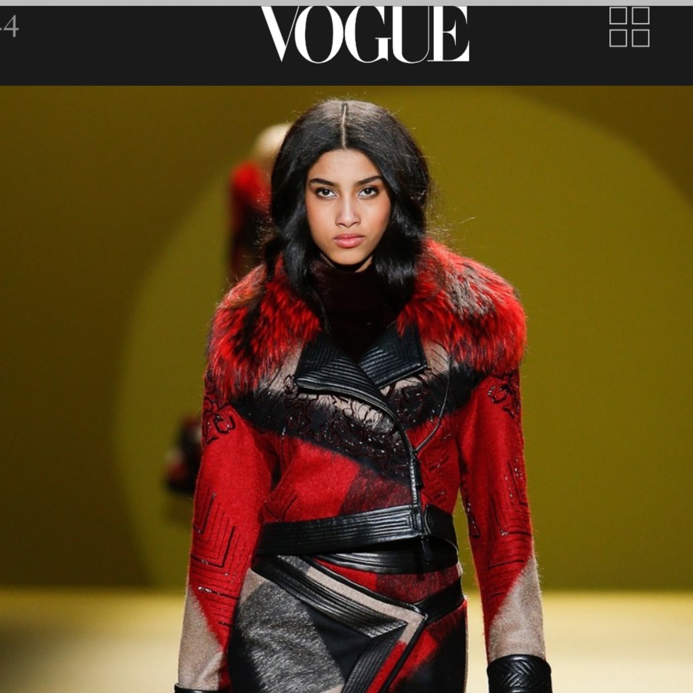 J Mendel FW14 Runway Fox/Wool/Leather Moto Jacket